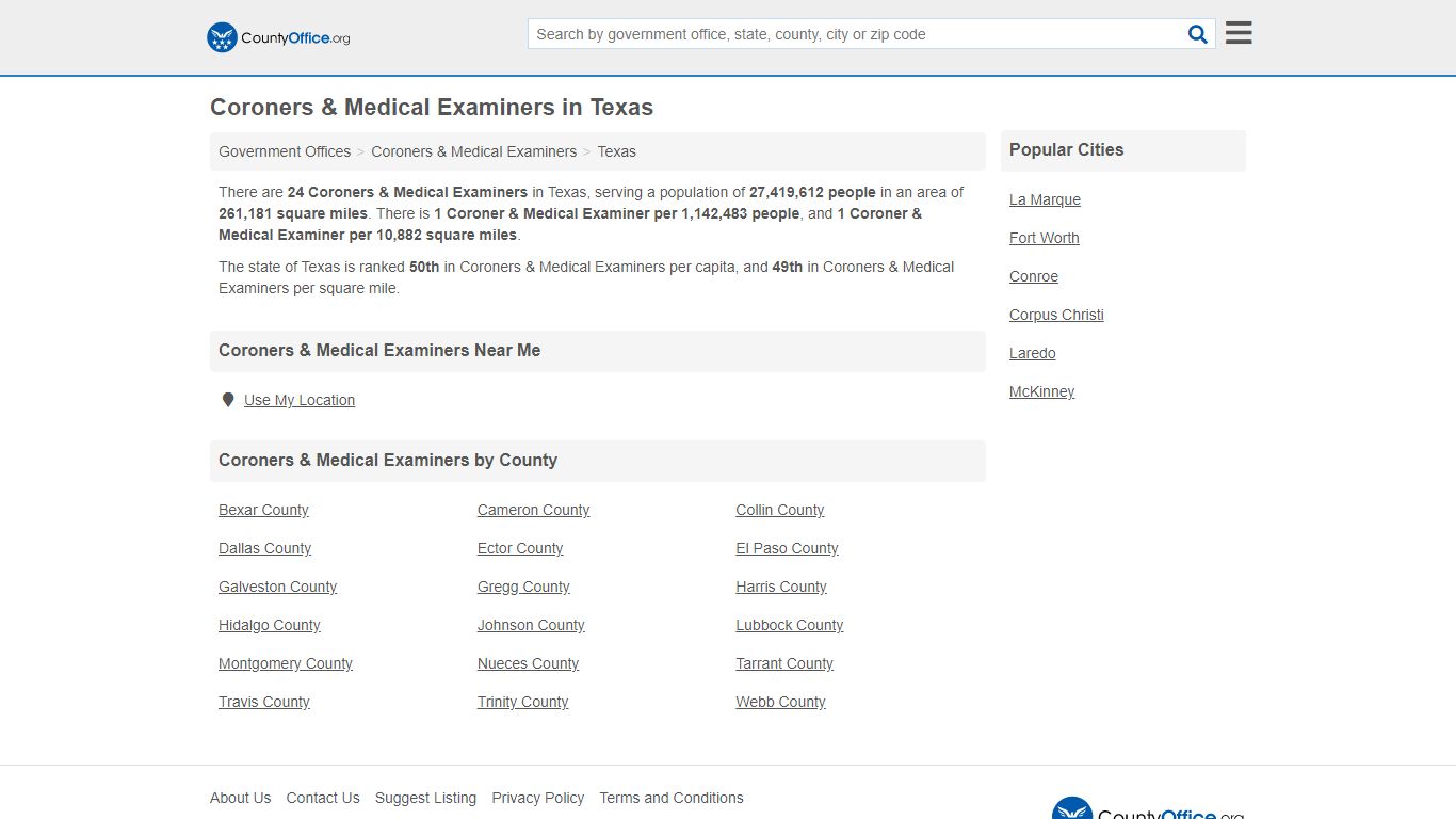 Coroners & Medical Examiners in Texas - County Office